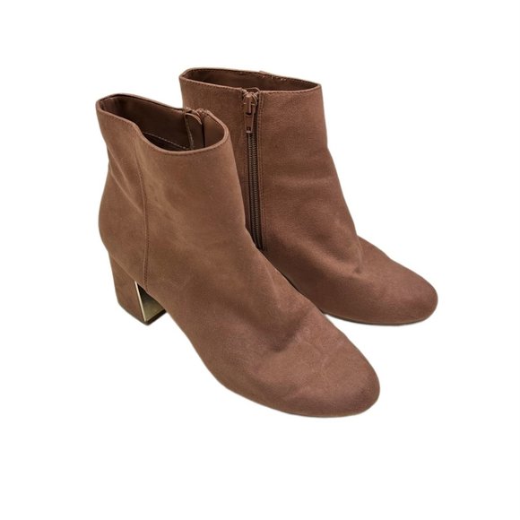 CALL IT SPRING Vegan Chunky Gold Heel Booties (Size 8) - Picture 1 of 4